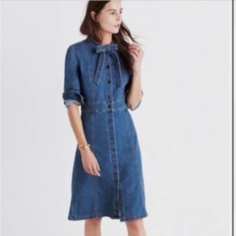 Madewell Blue Long Sleeve Denim Dress - Picture 7 of 11